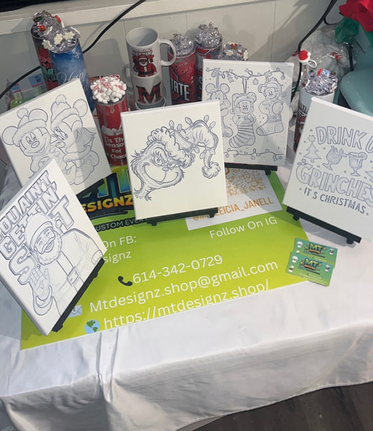 Custom pre-sketched DYI Paint Canvases , brushes and paint included. Submit a Design or vision