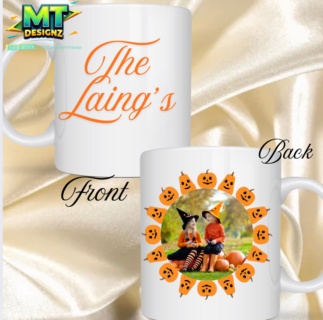 Holiday Mugs Pumpkin Design- Customize by email MTDesignz.shop@gmail.com after purchasing