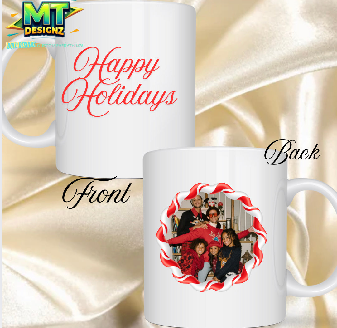Holiday Mugs Candycane Design- Customize by email MTDesignz.shop@gmail.com after purchasing