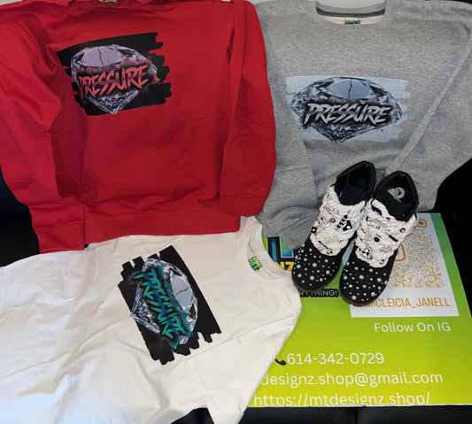 Custom “Pressure” Adults and Youth sizes Hoodies, Sweatshirts, Shirts EMAIL MTDesignz.shop@gmail.com After Purchase for Customization