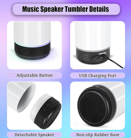 20 OZ Skinny Bluetooth Speaker Tumbler Custom Design Hot and Cold Custom Design To add ice and fruit/charm lids Make Sure to select this option prior to checking out
