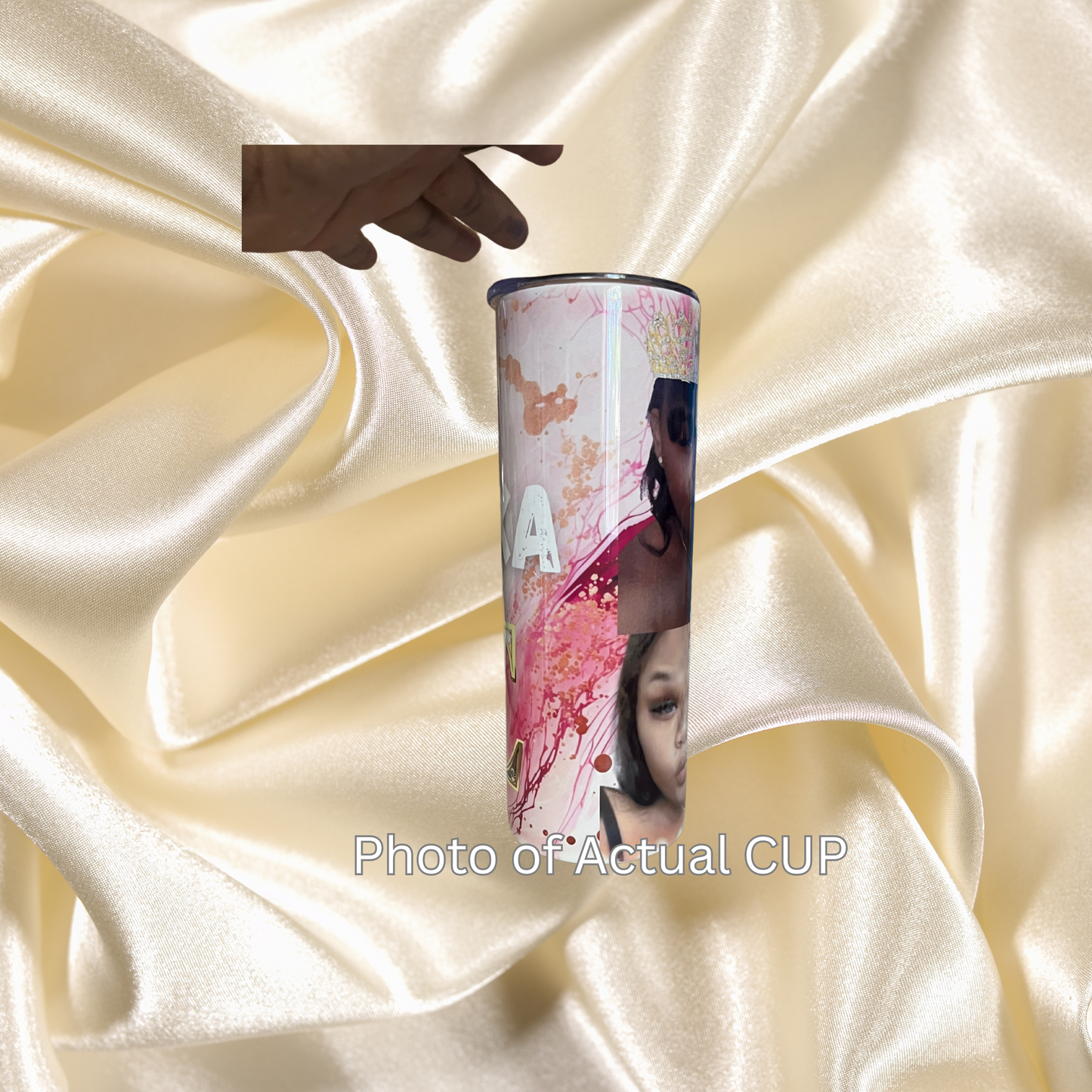 20 OZ Skinny Tumbler Hot and Cold- Mother’s Day Pink Design: Add your own Name/ Phrases and Pictures