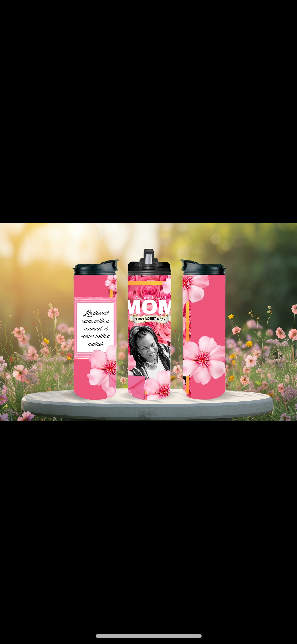 20 OZ Skinny Tumbler Hot and Cold- Happy Mother’s Day Red Rose: Add your own Name/ Phrases and Pictures