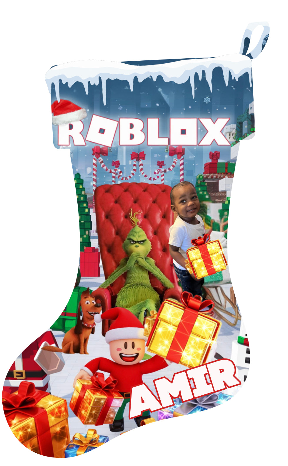 Custom Holiday Stockings- Choose a Design from photo Description or submit a new one- Email photos and name for customization!