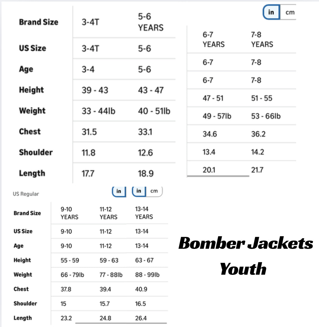 Youth Custom Winter Insulated Bomber Jacket: E-mail for Customization after purchase: