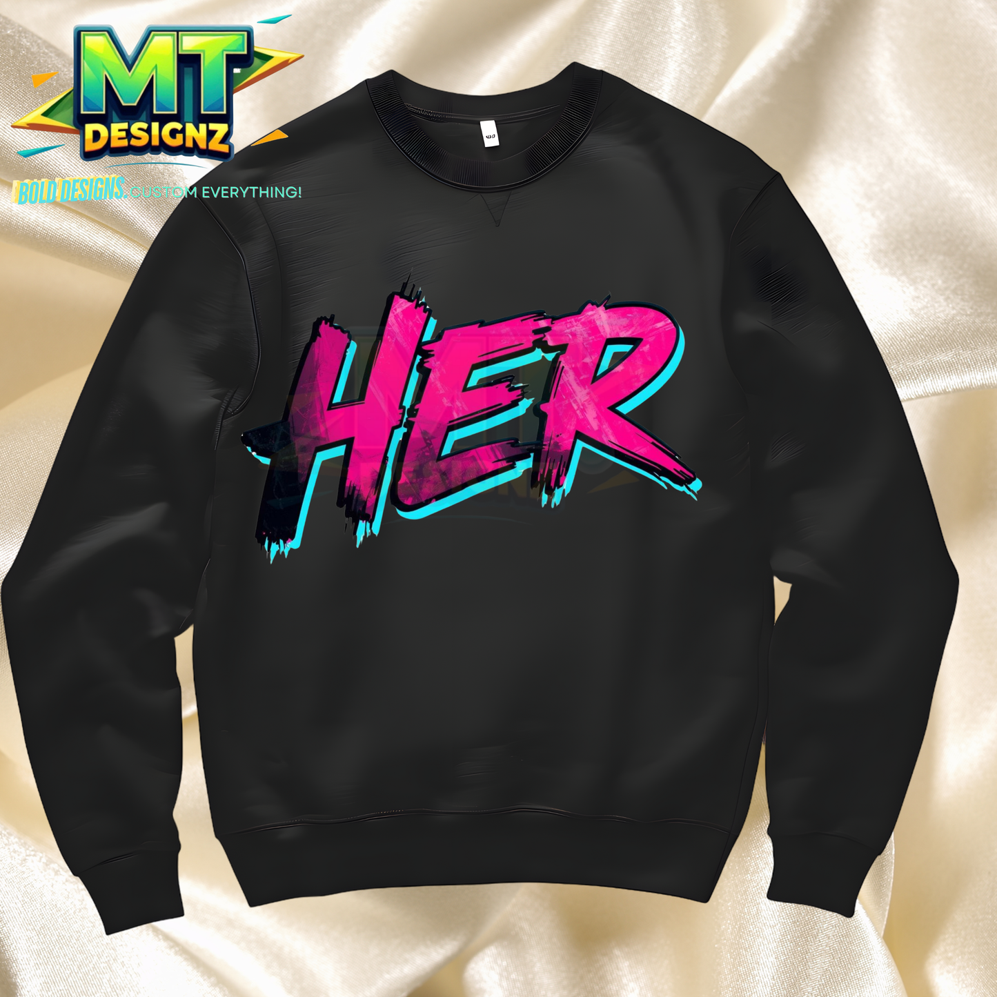 Adult HER OR HIM Custom Design Sweatshirt: E-mail for Customization after purchase- Be Sure to select which Design HER or HIM prior to adding to cart!