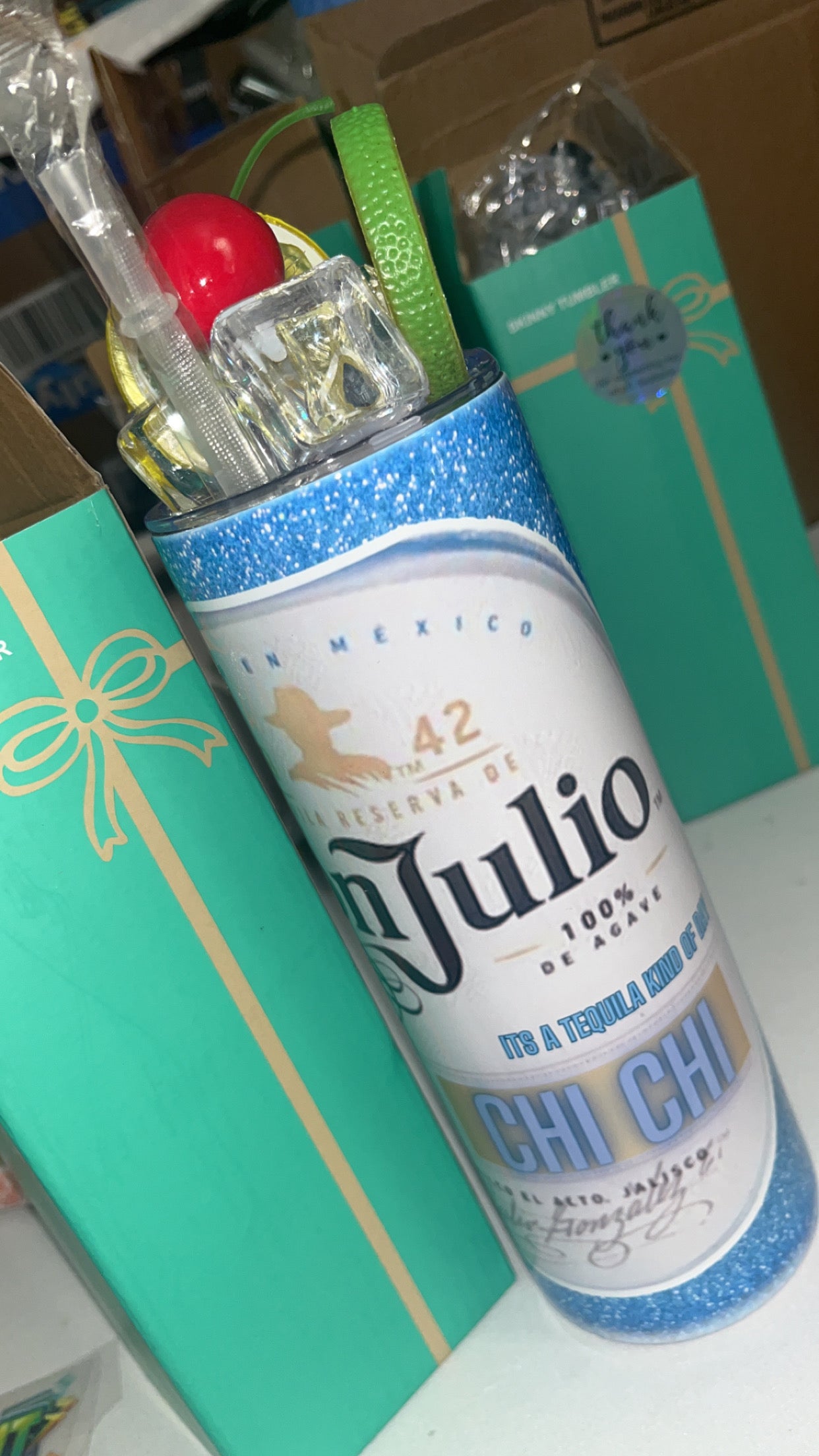 20 OZ Skinny Tumbler CandyCane Design Hot and Cold Custom Design To add ice and fruit/charm lids Make Sure to select this option prior to checking out (Copy)