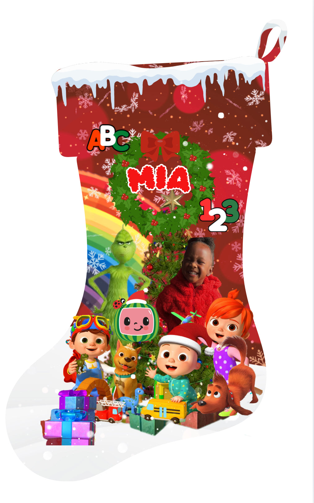 Custom Holiday Stockings- Choose a Design from photo Description or submit a new one- Email photos and name for customization!