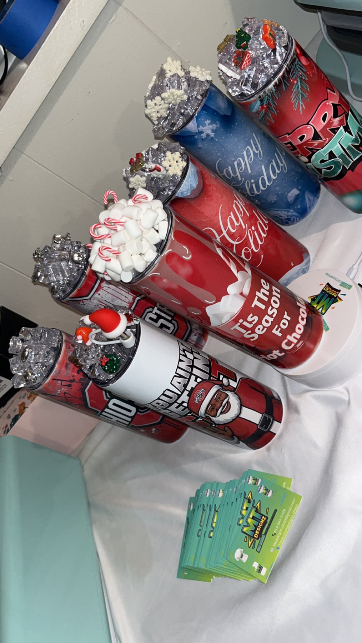 20 OZ Skinny Tumbler Santa(You ain’t gettin s***) Hot and Cold Custom Design To add ice and fruit/charm lids Make Sure to select this option prior to checking out