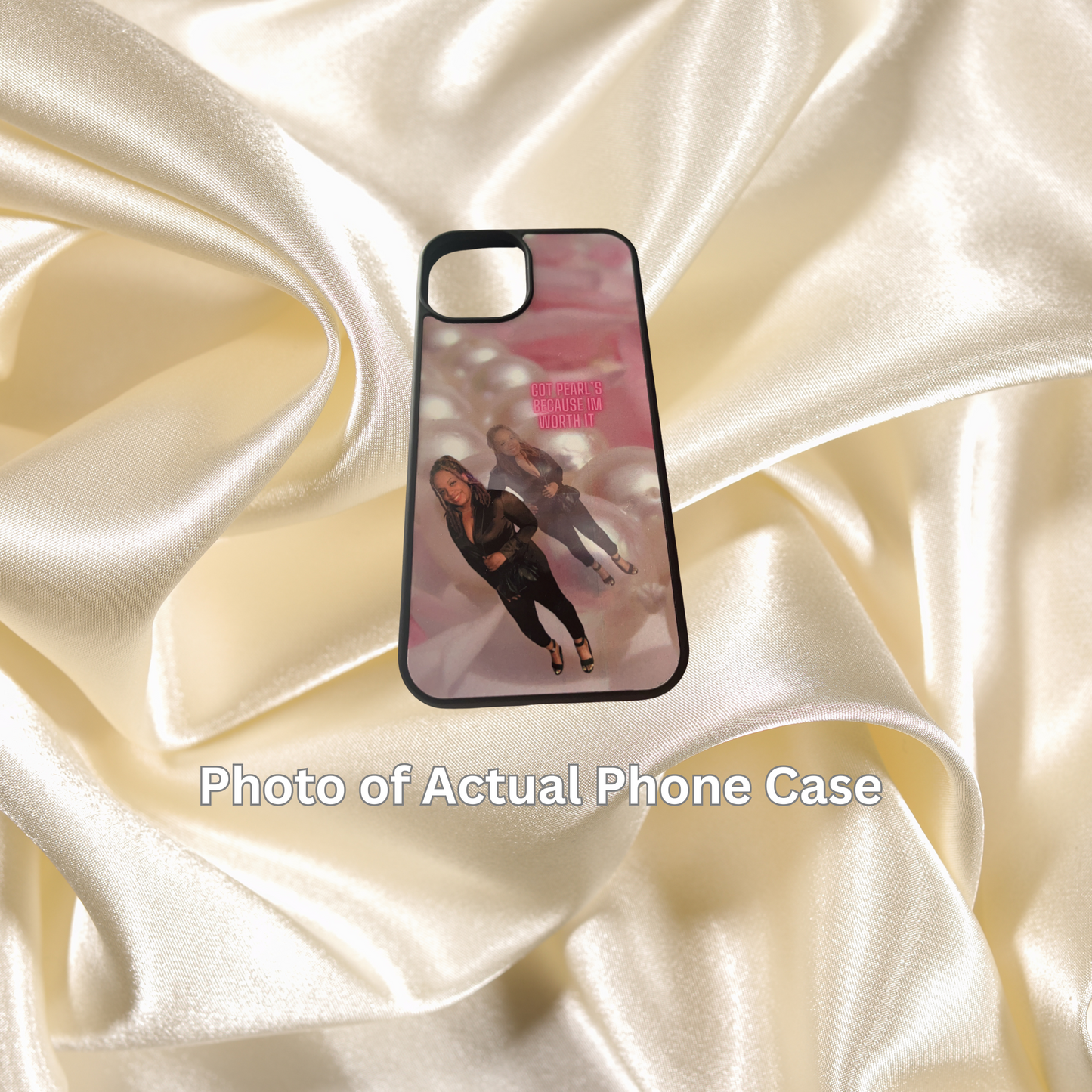 Full Custom with Background: Black I-Phone Case Soft Rubber Anti-Slip Shockproof Bumper Protective Cover- Please confirm your iPhone type prior to ordering