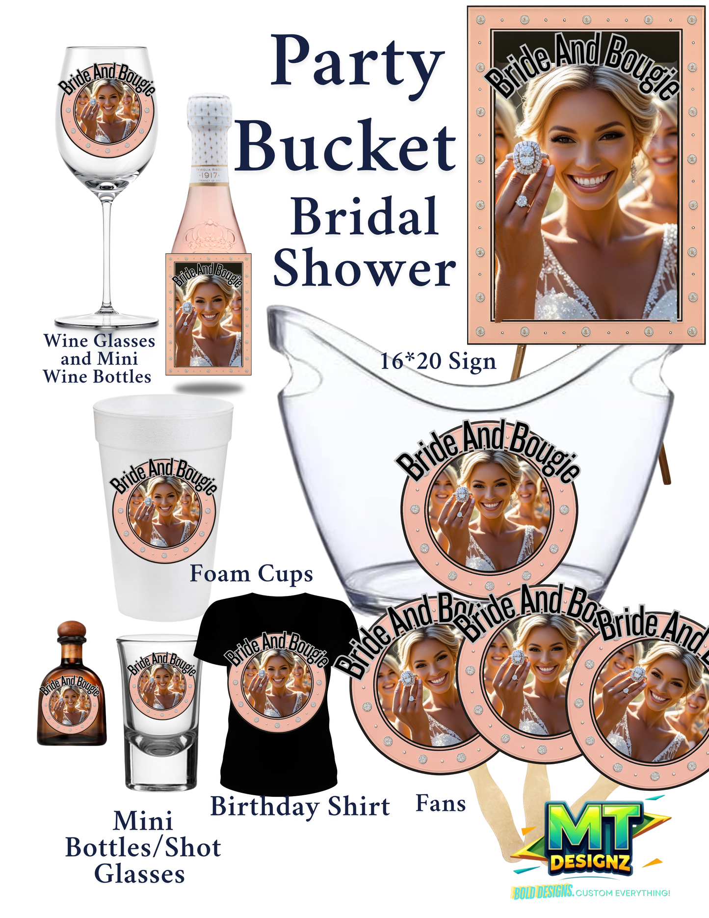 Adult Custom Party Buckets: Email MTDesignz.shop@gmail.com after purchase with 24hrs for customization!