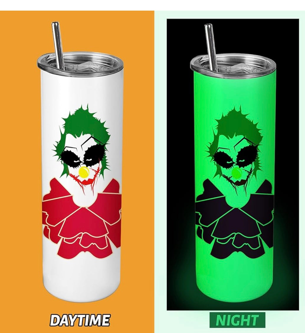 20 OZ Skinny Tumbler Nightmare on Elm St Glow in the Dark  Hot and Cold Custom Design To add ice and fruit/charm lids purchase add on separately