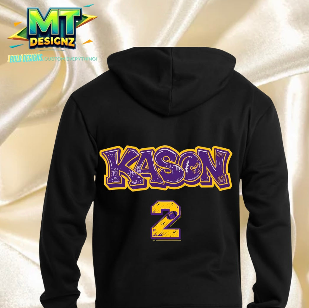Adult Sports Custom Design Fleece Hoodie: E-mail for Customization after purchase- Send in team Colors, Photo-Option- Name and/or Phrases Be Sure to select option for Back Printing!