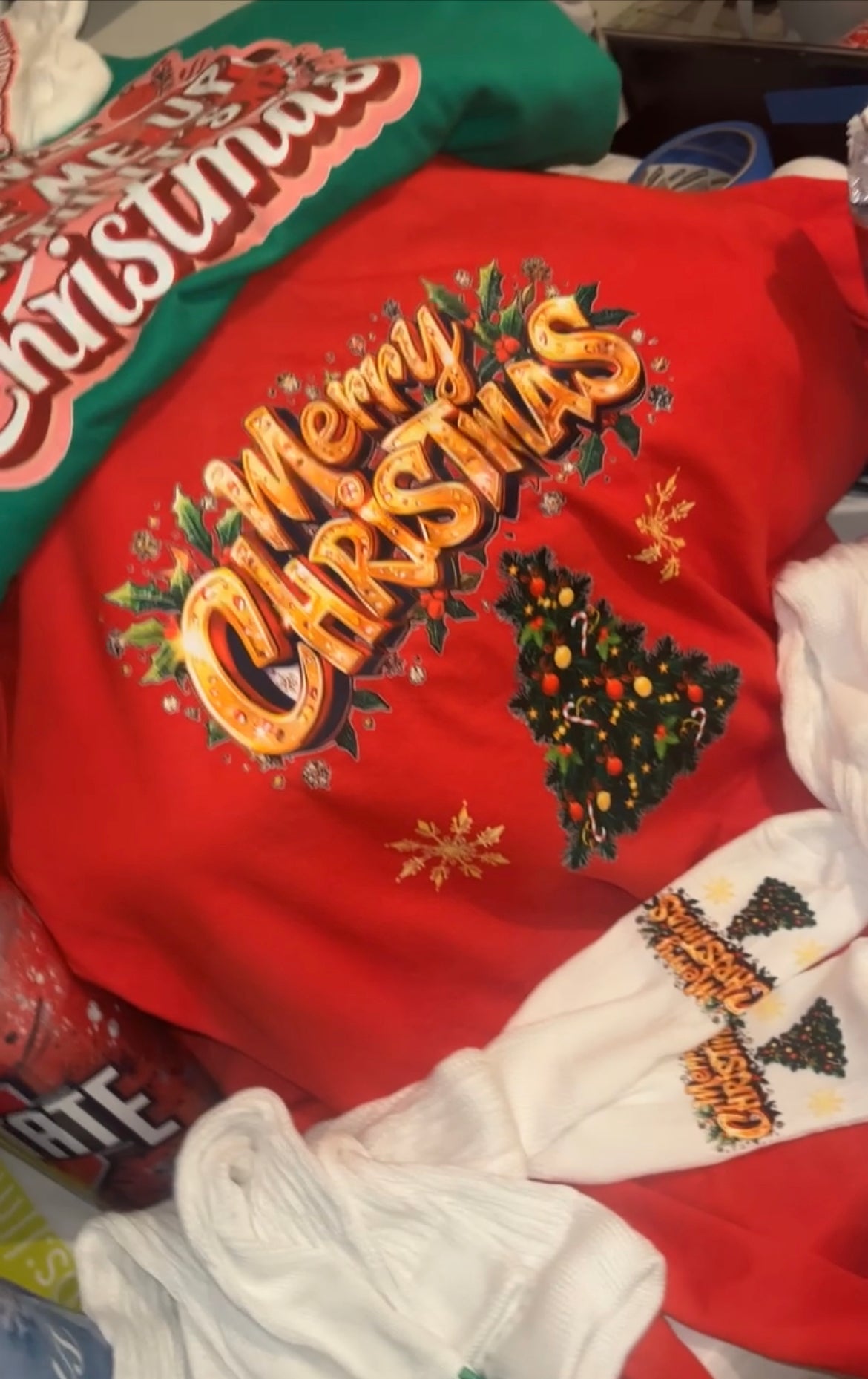 Holiday Custom “Merry Christmas ” Design Cotton Long Sleeve Shirts: E-mail for Customization after purchase- email within 24 hrs to change color shirt, design color or alterations
