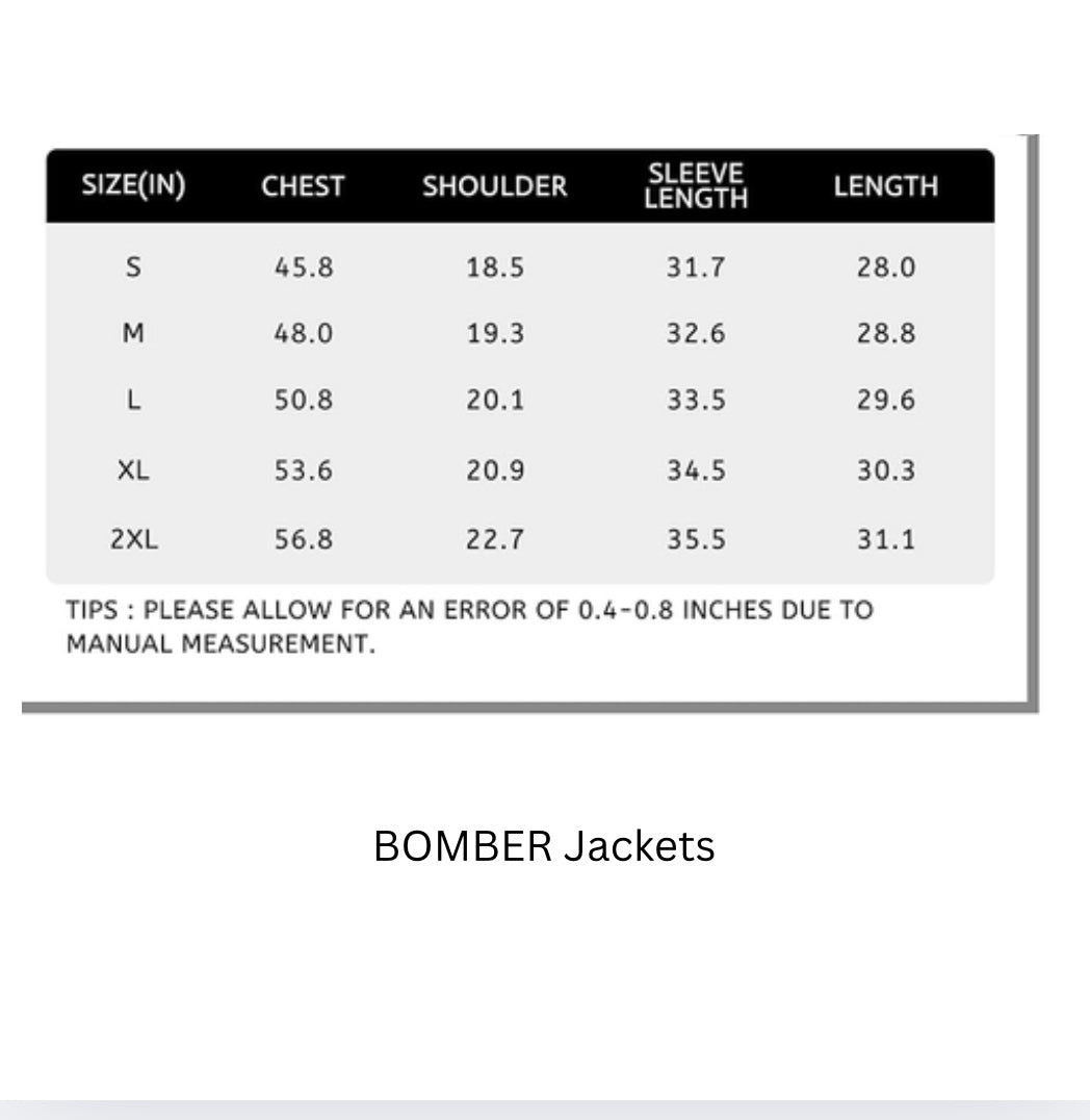 Adult HER or HIM Custom Bomber Jacket: E-mail for Customization after purchase: Be sure to select HER OR HIM DESIGN