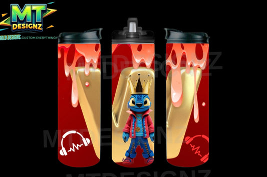 Stitch Boys Design: Stainless Steel Custom Water Bottle Tumblers Cups with black Lid including clear lift up Straw or fast water flow option: Tumbler Hot and Cold 12/Hr Email Childs Name and any customization ideas