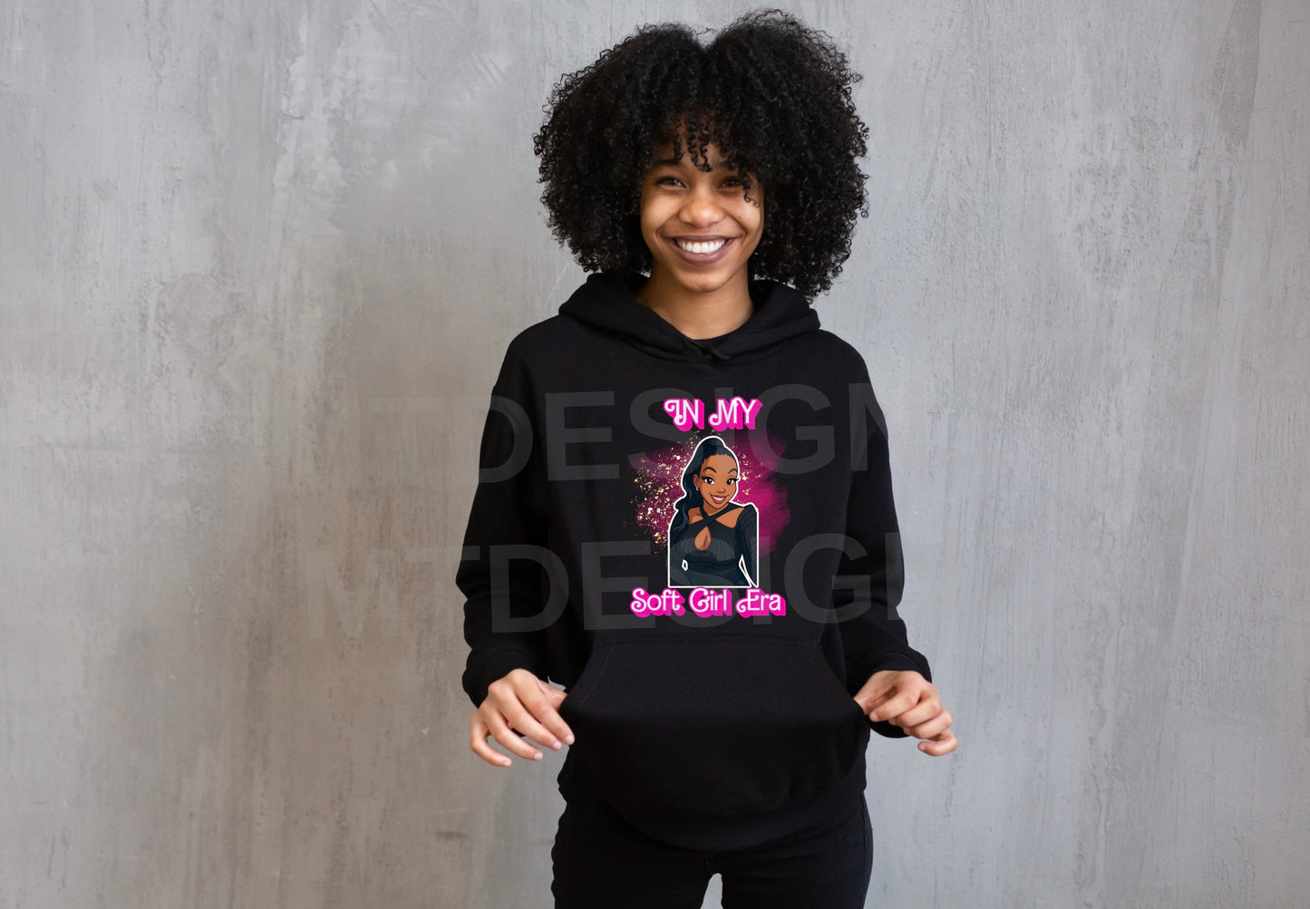 In My Soft Girl Design Fleece Hoodie send in your own picture for the image, choose your hoodie color
