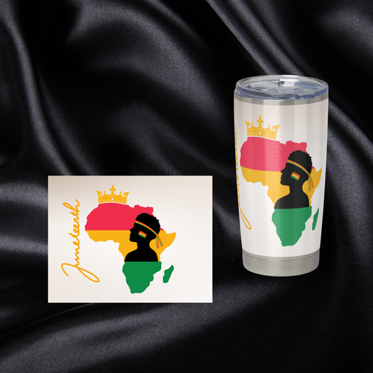 20 OZ Skinny Tumbler Hot and Cold Juneteenth with Man Design! Add your own Name/ Phrases and Pictures