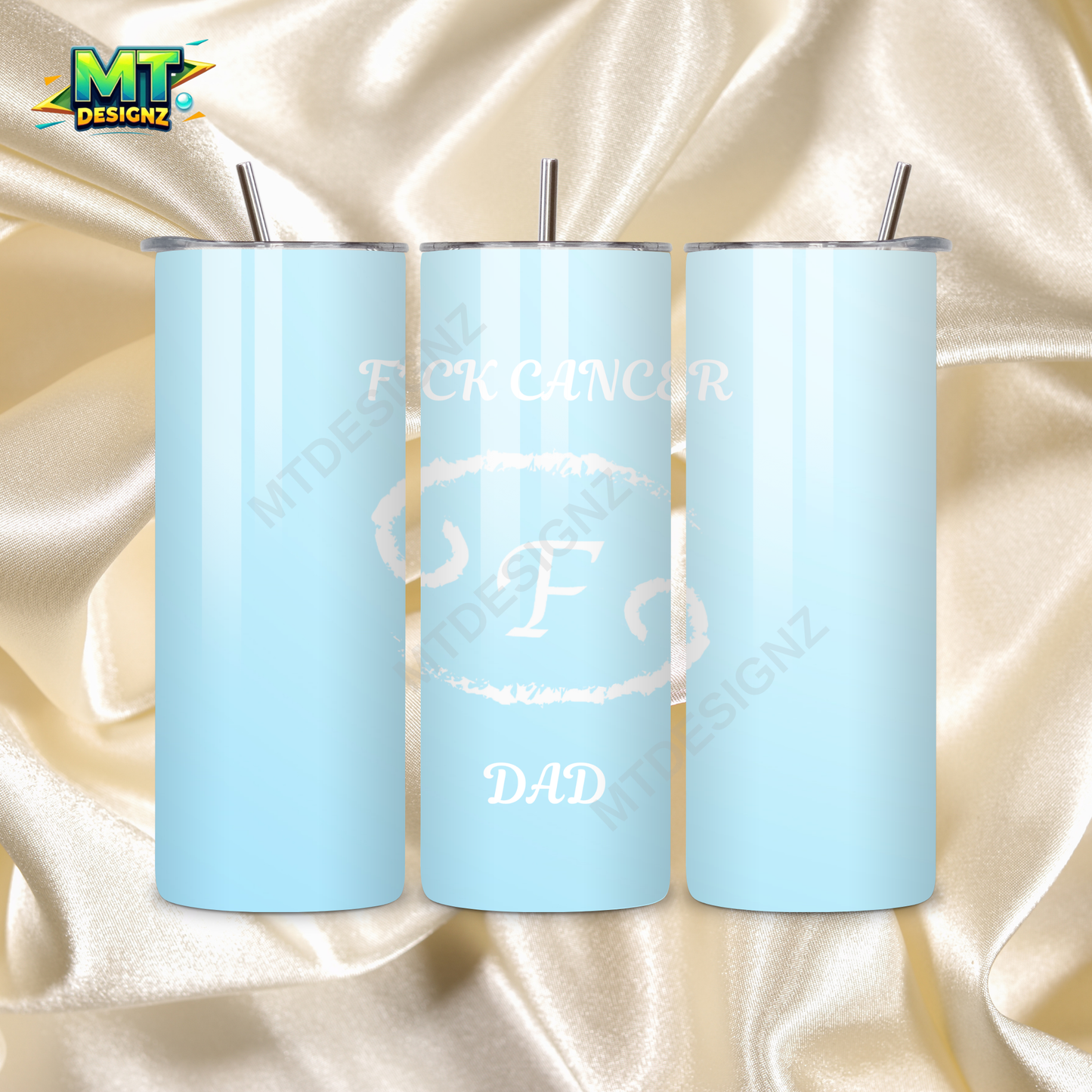 20 OZ Skinny Tumbler Hot and Cold Custom F*ck Cancer Design choose your background color and added phrase (refer to color cancer chart)