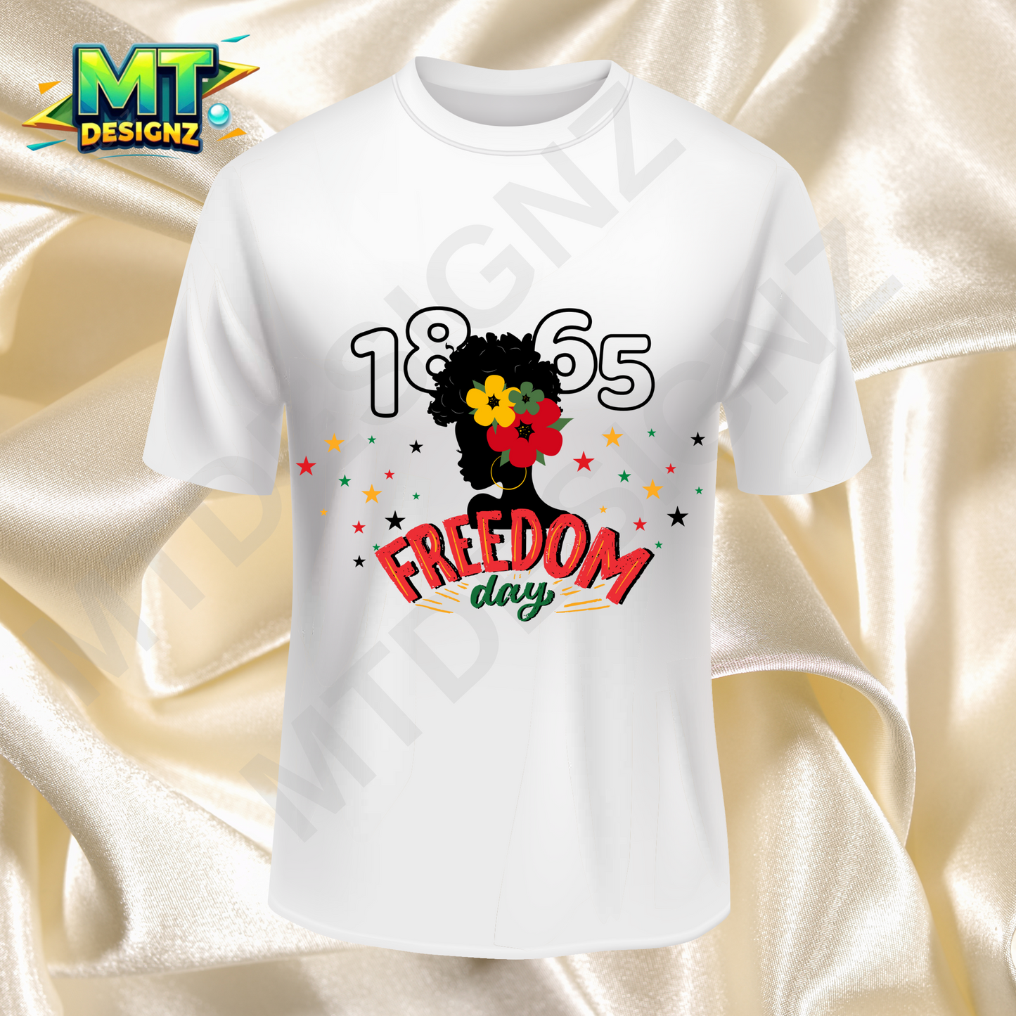 Custom Juneteenth Design Female with flowers in hair unisex V-Neck T Shirt