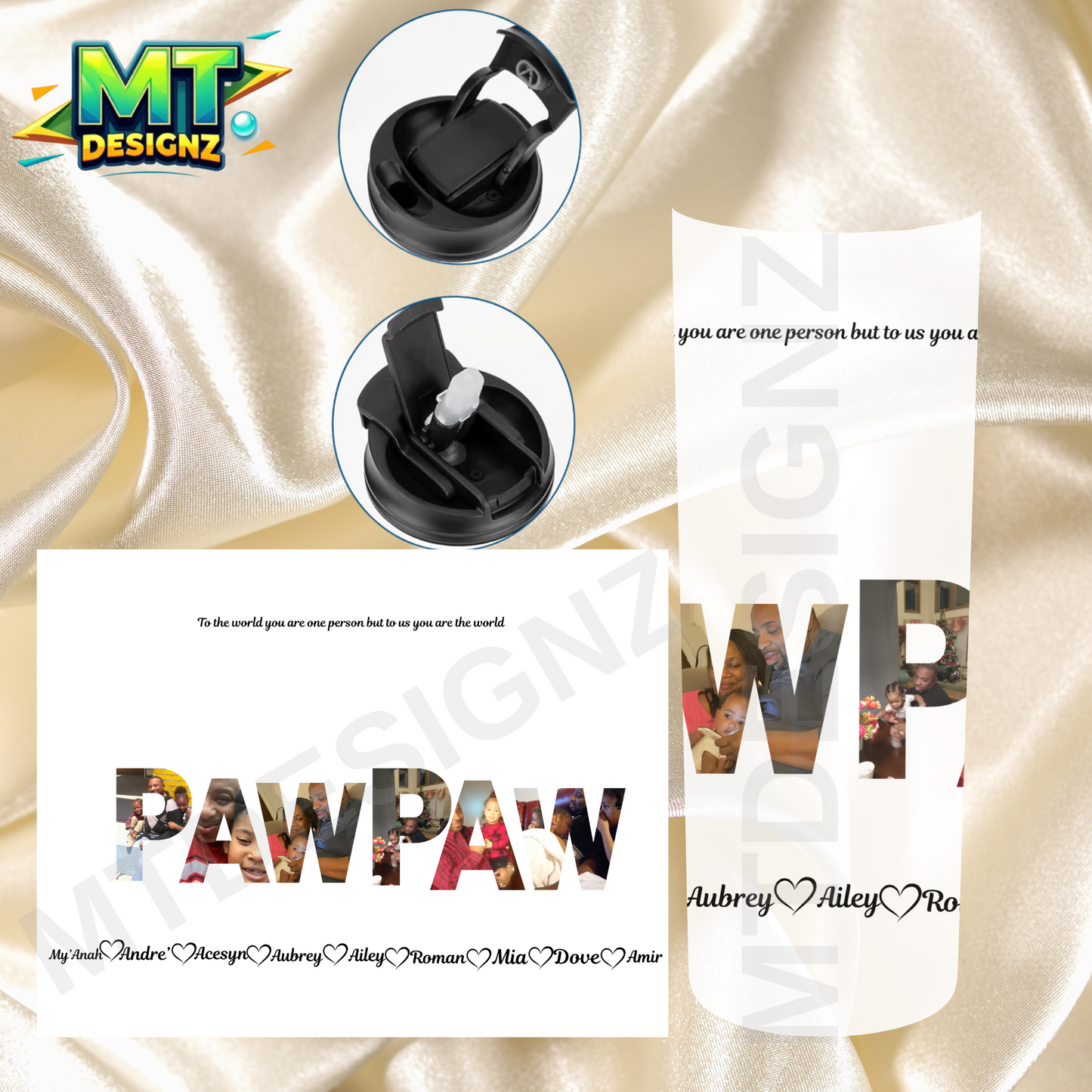 20 ounce -PAW PAW Picture Stainless Steel Water Bottle Tumblers Cups with black Lid including lift up Straw or fast water flow option: Tumbler Hot and Cold 12/Hr Add your own Name/ Phrases and Pictures