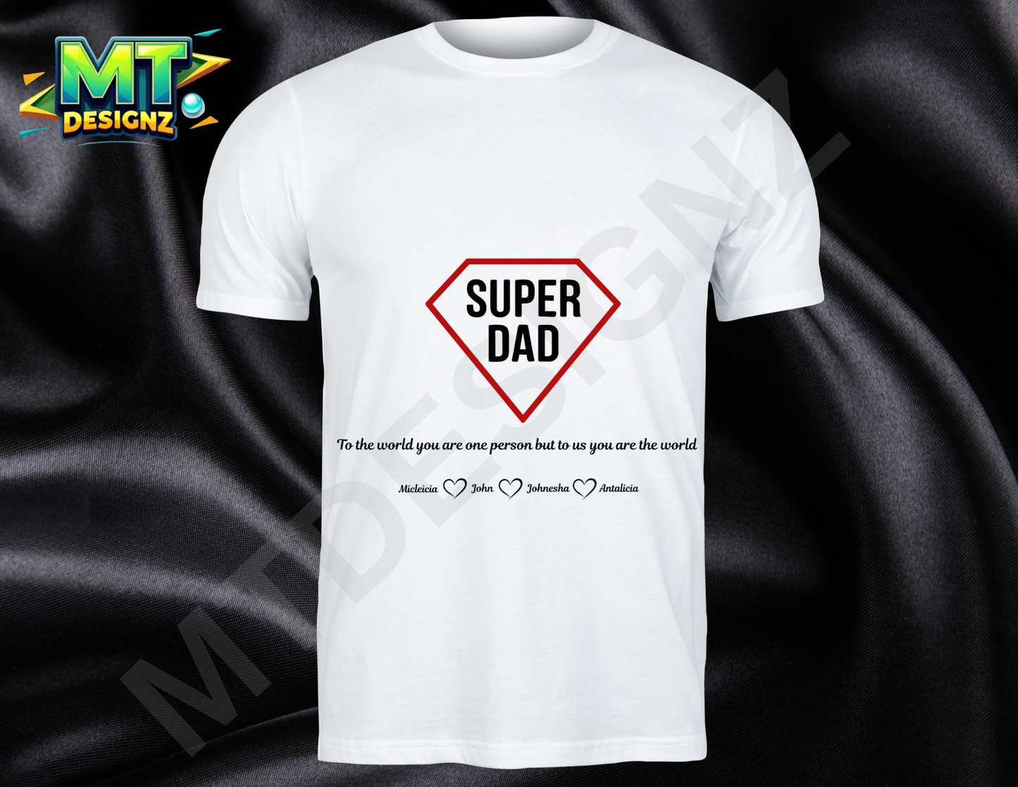 Custom Design Super Dad Picture unisex crew neck t-shirt