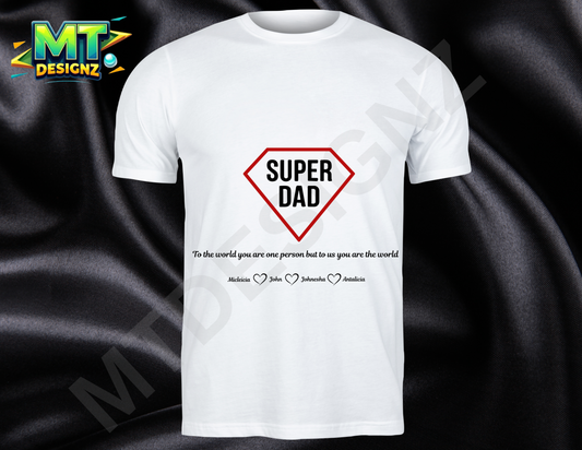 Custom Design Super Dad Picture unisex crew neck t-shirt