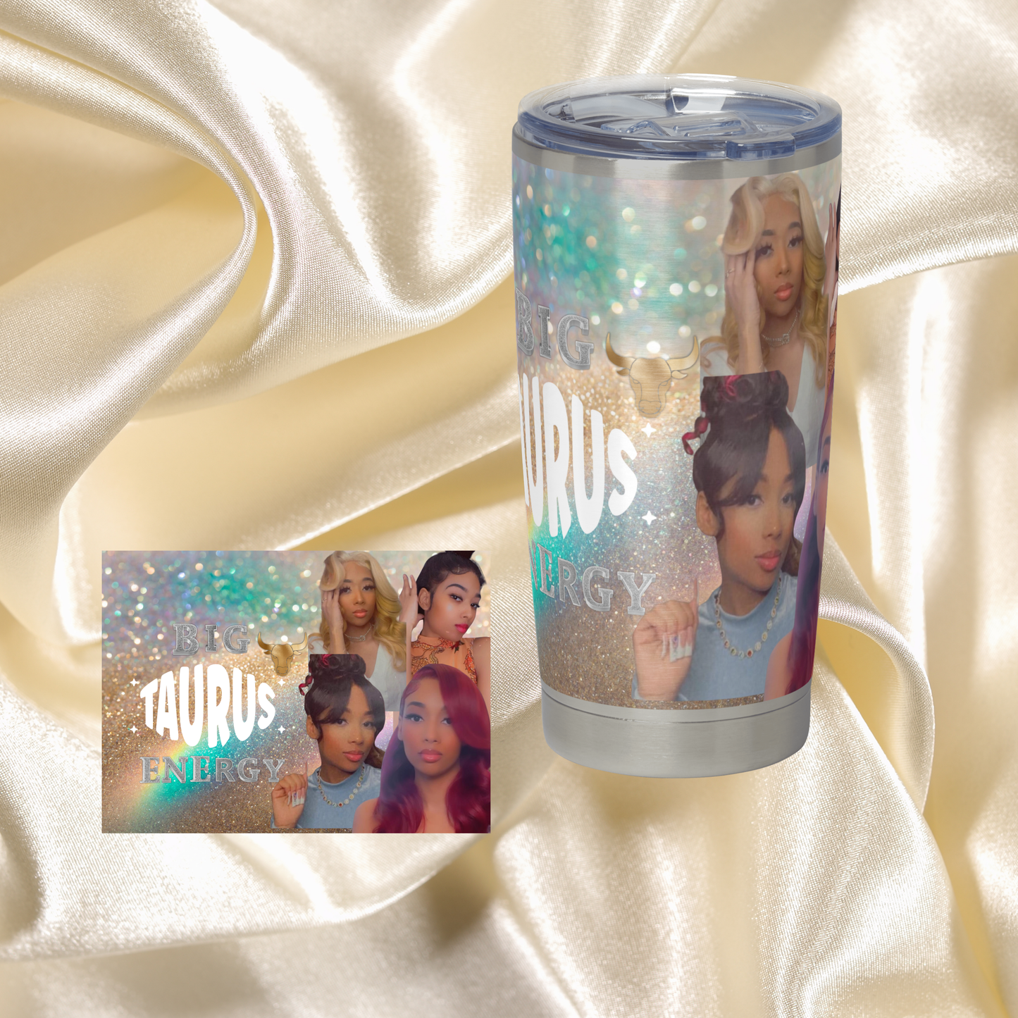 20 OZ Skinny Tumbler Hot and Cold- Pink and Gold Design: Add your own Name/ Phrases and Pictures