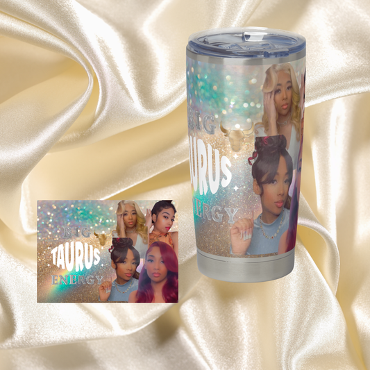 20 OZ Skinny Tumbler Hot and Cold- Pink and Gold Design: Add your own Name/ Phrases and Pictures