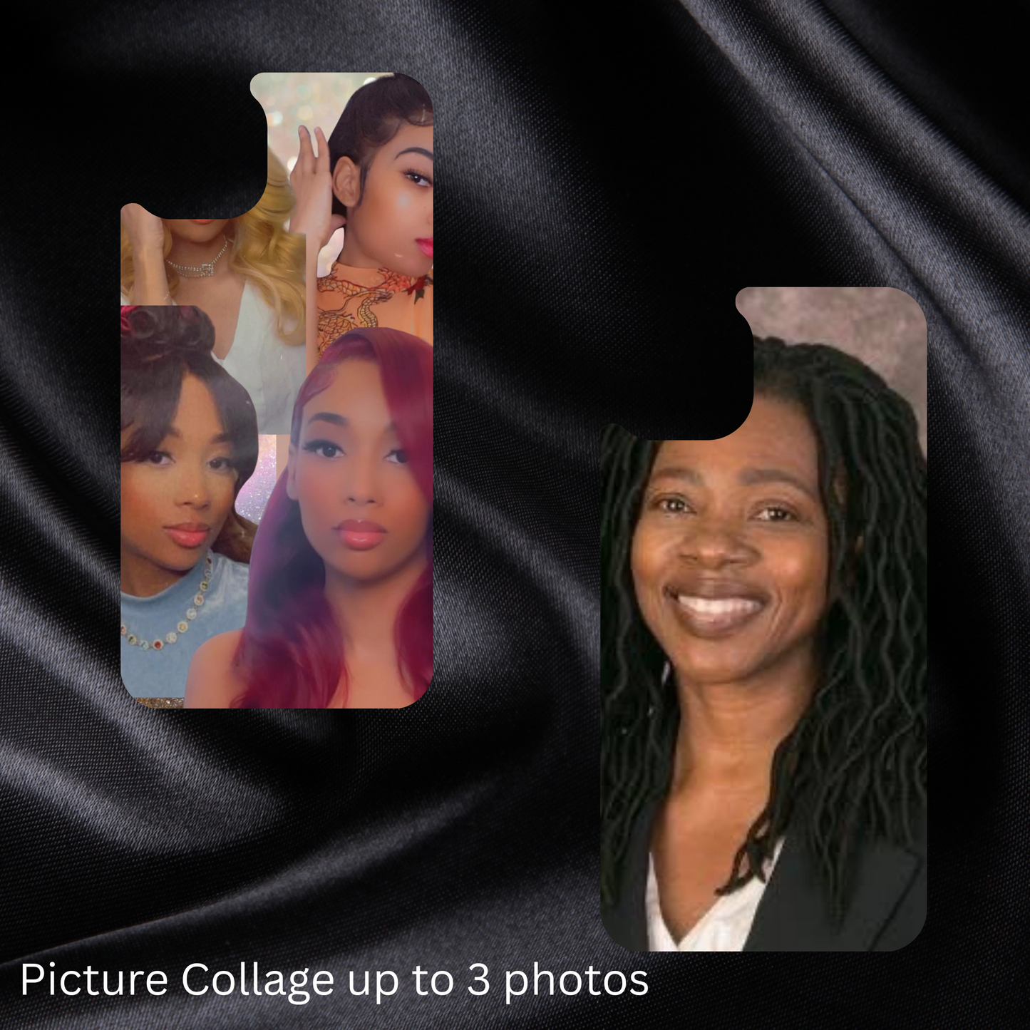 Custom Photo Collage Black I-Phone Case Soft Rubber Anti-Slip Shockproof Bumper Protective Cover- Please confirm your iPhone type prior to ordering