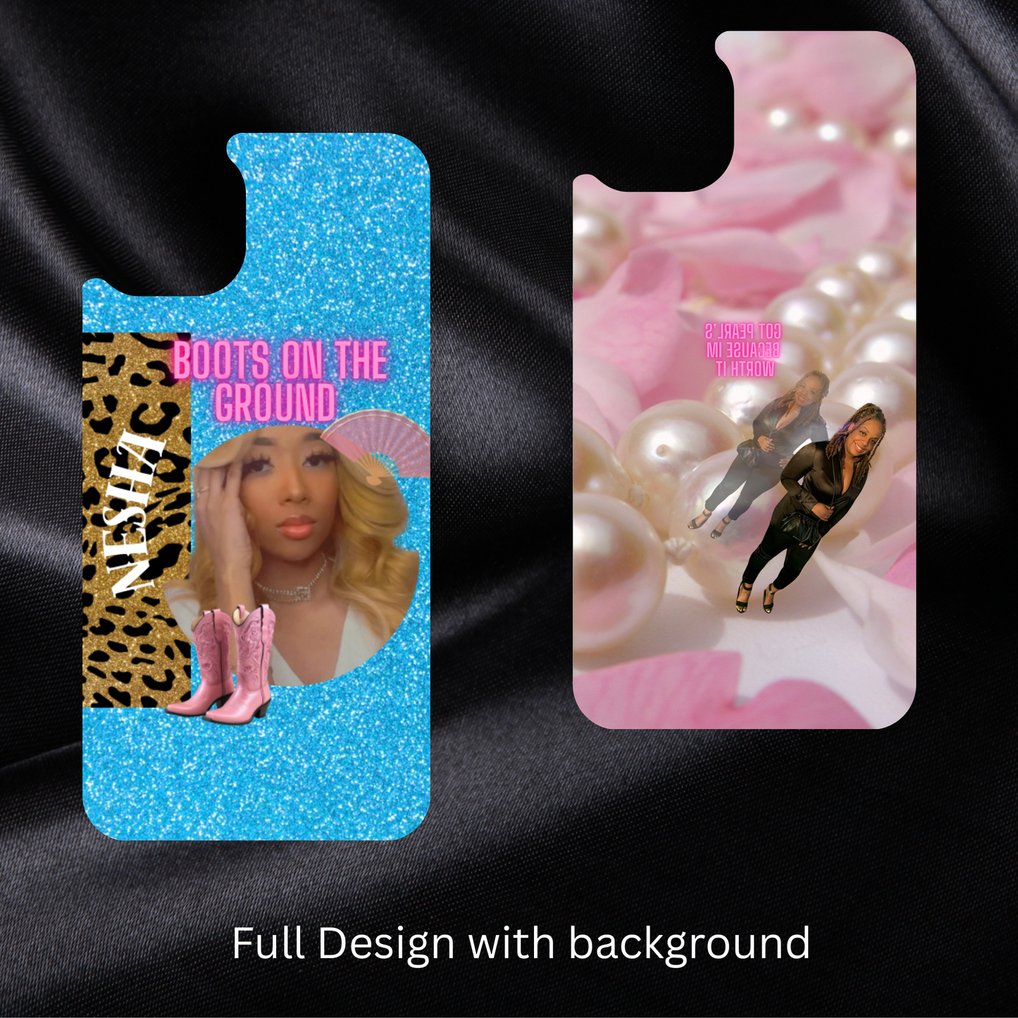 Full Custom with Background: Black I-Phone Case Soft Rubber Anti-Slip Shockproof Bumper Protective Cover- Please confirm your iPhone type prior to ordering